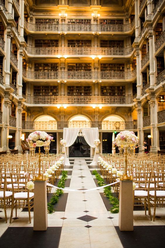 Peabody Library in Baltimore is ideal for an art deco wedding