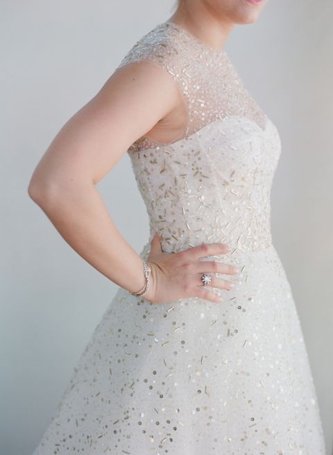 gorgeous bead wedding dress with an illusion neckline