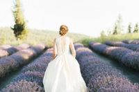 11 Enjoy the contrast between the ivory bridal dress and the bold lavender field