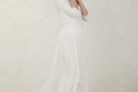 15 Wedding dress with a lace top and a plated tulle skirt