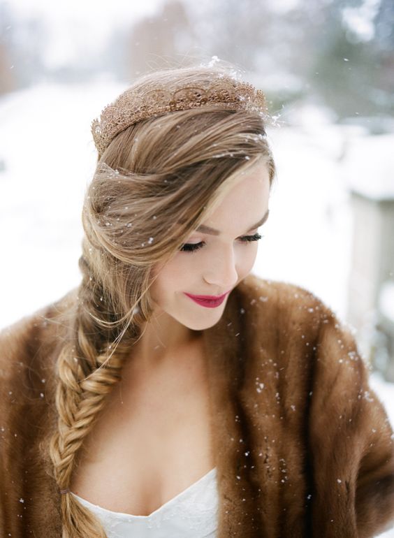 bold lips are gorgeous for snowy settings