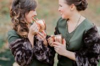 15 brown fur looks great with green bridesmaids’ dresses