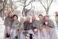 16 brown fur cover ups with glitter dresses look very delicate