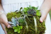 16 moss and succulent ring pillow is a fresh take on a tradtional one
