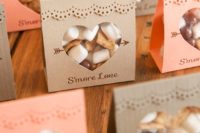 16 s’mores packed in cardboard packs with hearts