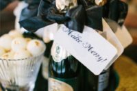 17 small champagne bottles for black tie and New Year affairs