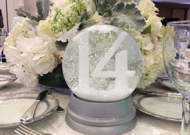 snow globe wedding centerpiece is ideal for winter wonderland weddings