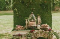 20 moss backdrop for a dessert table will strike