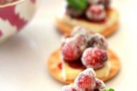 21 candied cranberries, cheese and pastry for a winter wedding appetizer