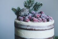 24 gingerbread cake with cream cheese frosting and candied cranberries is a perfect piece for a holiday wedding