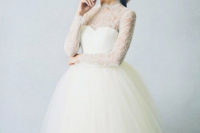 24 illusion neckline A-line wedding dress with a tulle skirt