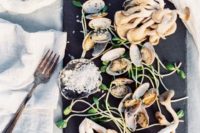 25 mussels and greenery is a great combo for a winter coastal wedding
