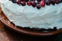 26 one-layer cake topped with fresh cranberries