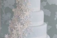 28 all-white snowflake wedding cake