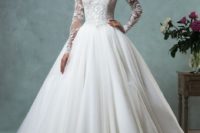 28 trendy off the shoulder A-line wedding dress with a lace bodice