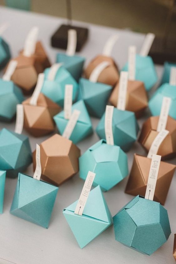 geometric table cards are just one of the many ways to add personality to your wedding
