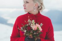 31 red coat will keep you perfectly warm and can make a bold statement in your bridal look