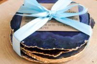 35 gilded edge agate coasters are an awesome wedding favor