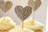 36 book page cupcake toppers