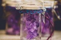 36 little crystal wedding favors in jars