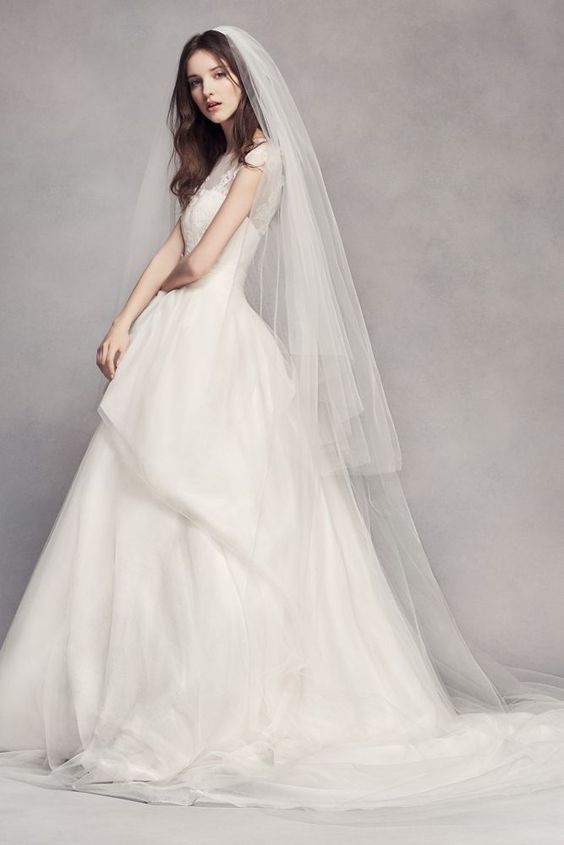two tier cathedral veil with long hair down