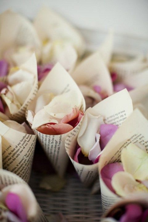 book page cones with flower petals