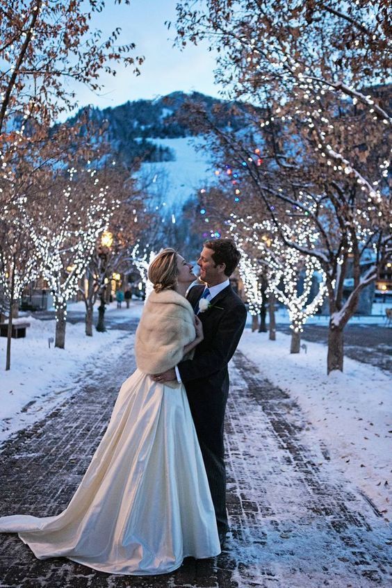 a winter wonderland space with lit up trees will be a perfect addition to your winter or Christmas wedding