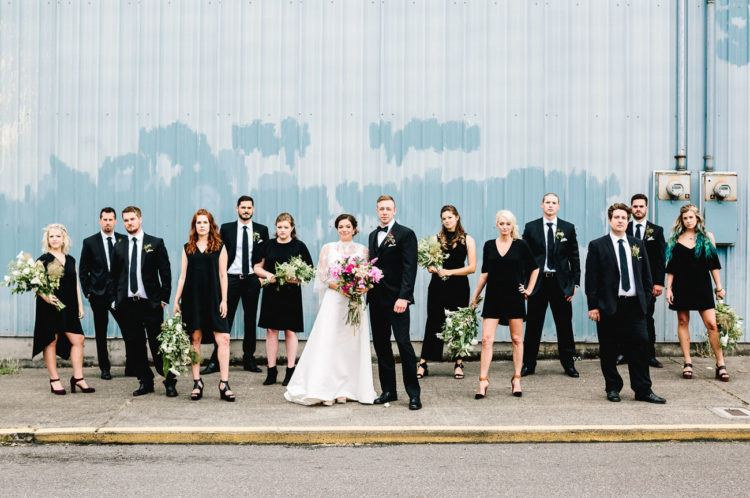 The groomsmen were wearing classical tuxedos for a stylish look