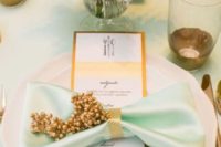 07 beautiful mint tablescape with a peach flower centerpiece