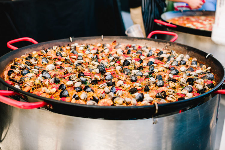 Paella with fresh seafood is a nice idea for a wedding