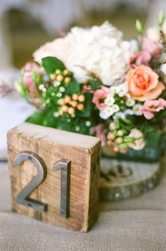 rustic industrial table number with metal numbers