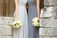 09 light and dark grey bridesmaids’ dresses with yellow flowers