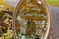10 wedding program painted on a vintage mirror of a medium size
