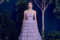 11 Ruffled lavender wedding dress with straps