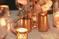 13 add a sparkle to your wedidng decor with copper vases and candle holders