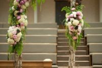 15 rough tree branches arch with lush florals and greenery