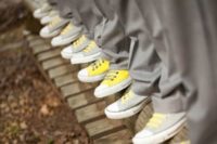 15 yellow and grey Converse shoes for groomsmen
