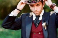 17 steampunk groom outfit with a hat and google glasses