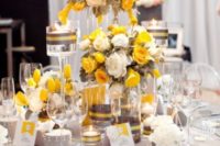 19 grey, yellow and ivory tablescape