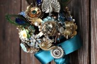 19 rhinestone and feather boutonniere
