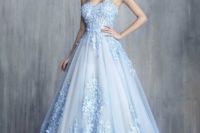 21 floral petals A-line wedding dress with a sweetheart neckline