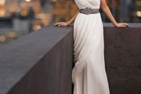 27 Vera Wang Grecian one-shoulder wedding dress with a belt