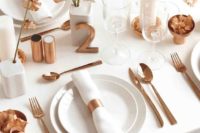 29 simple modern tablescape with copper details is a great and edgy idea