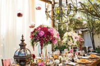 29 unique steampunk table setting with vintage industrial details and bold florals