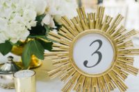 32 gold sunburst table numbers