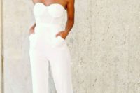 33 strapless bridal jumpsuit with pockets