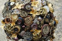 35 button and brooches wedding bouquet