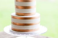 35 chic copper and white two-tier wedding cake