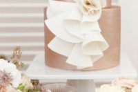 38 copper wedding cake with wwhite decor