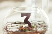 38 simple vine and moss terrarium with a table number